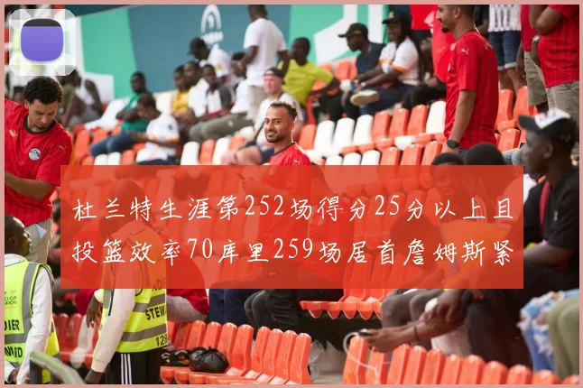 杜兰特生涯第252场得分25分以上且投篮效率70库里259场居首詹姆斯紧随其后